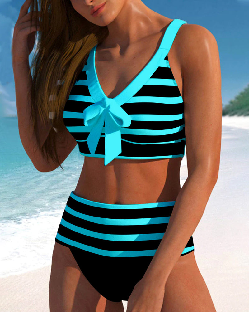 Laluna® | Randig Bikini med Hög Midja