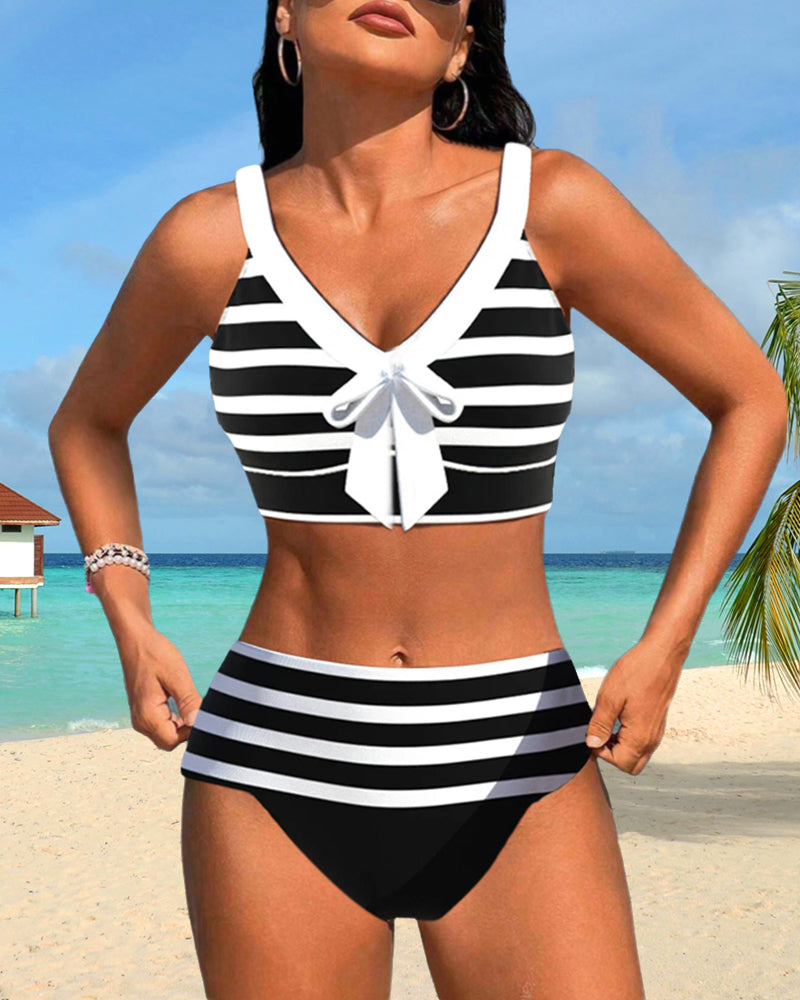 Laluna® | Randig Bikini med Hög Midja