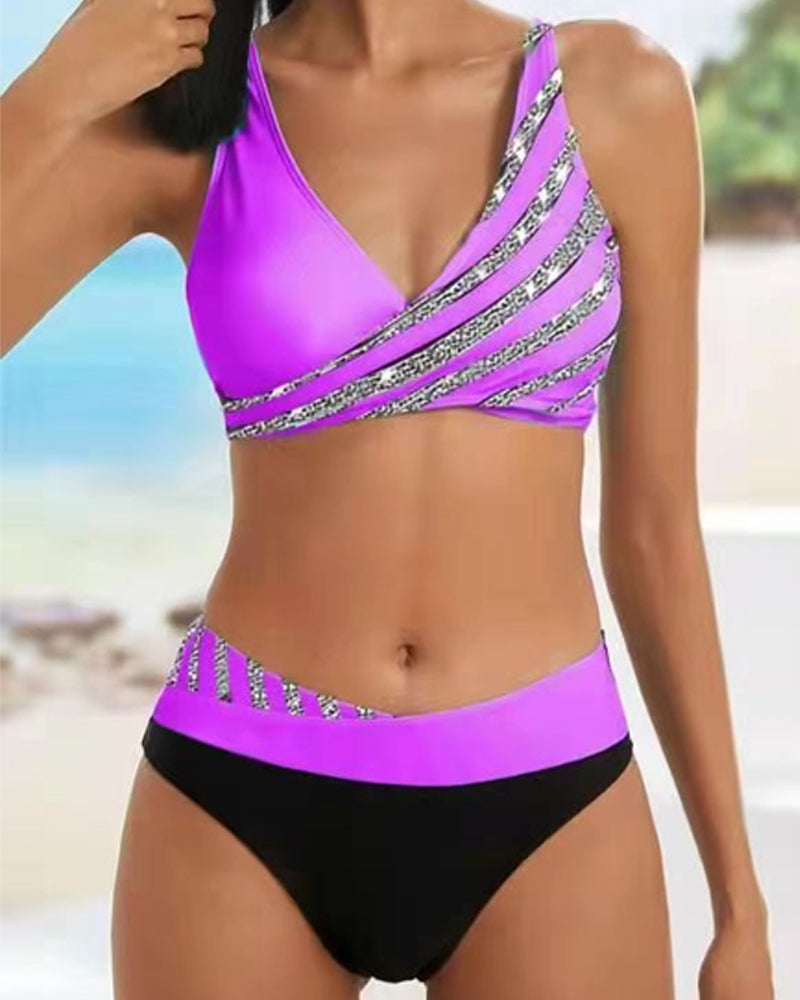 Mona - Tryckt Bikini i Varmt Tona