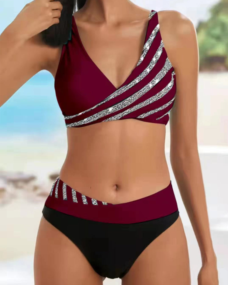 Mona - Tryckt Bikini i Varmt Tona