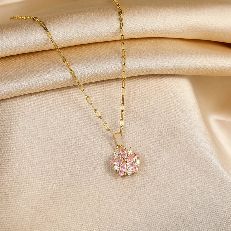 Collier Sakura Rose Romantique i Rostfritt Stål
