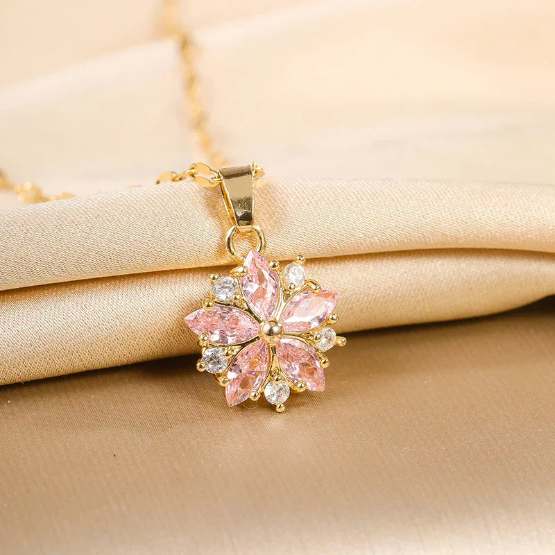 Collier Sakura Rose Romantique i Rostfritt Stål