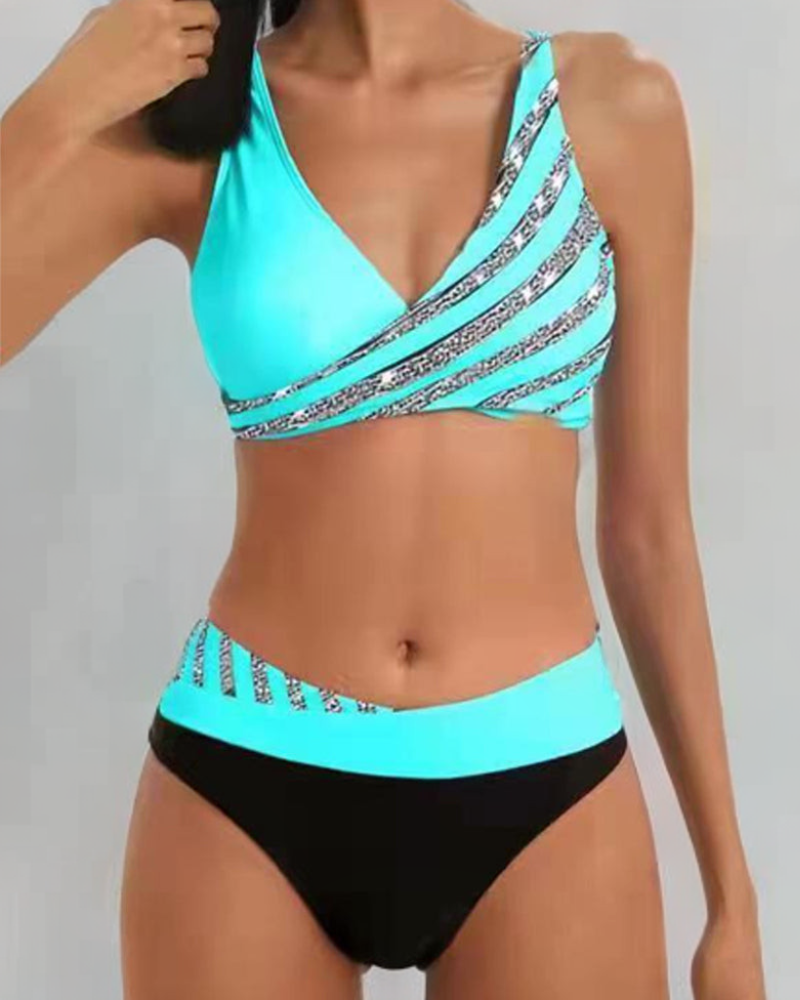 Mona - Tryckt Bikini i Varmt Tona