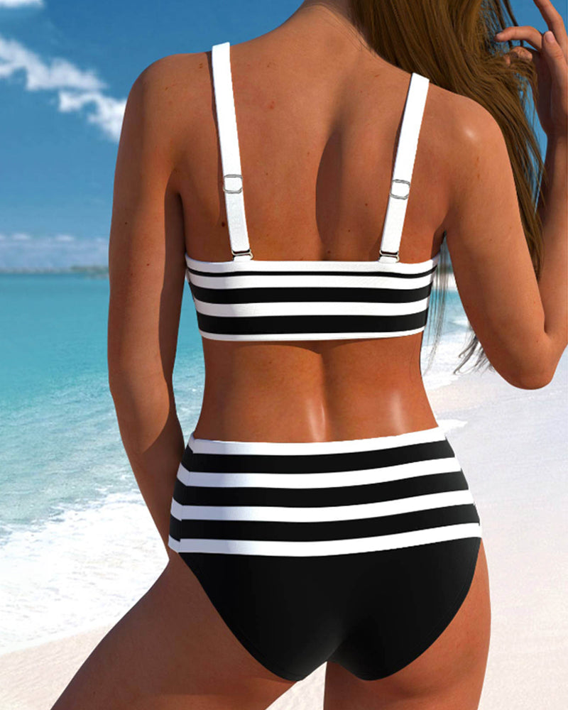 Laluna® | Randig Bikini med Hög Midja
