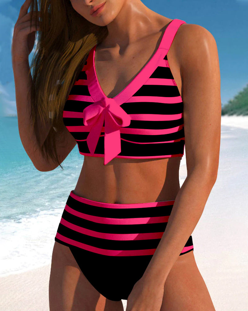 Laluna® | Randig Bikini med Hög Midja