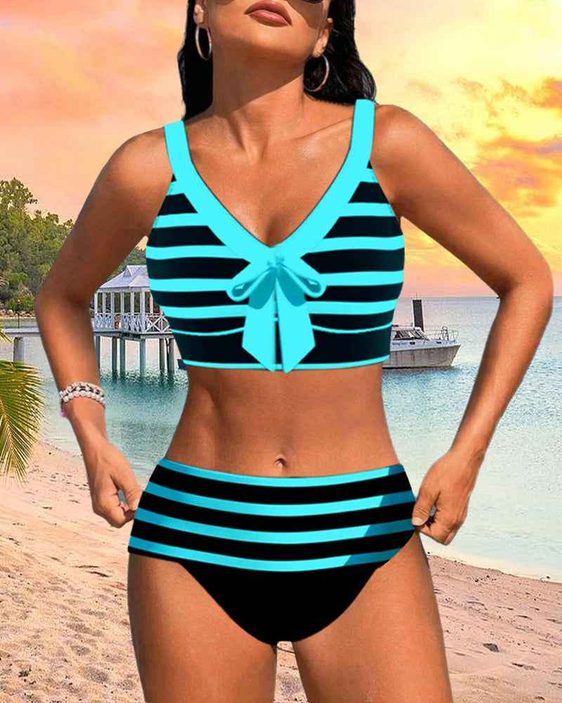 Laluna® | Randig Bikini med Hög Midja