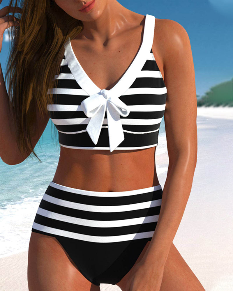 Laluna® | Randig Bikini med Hög Midja