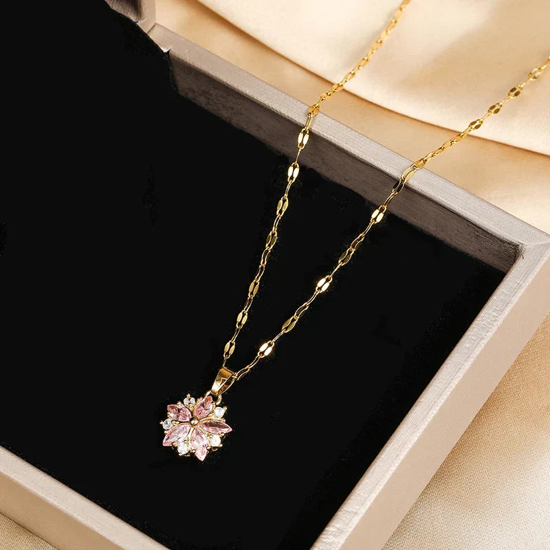 Collier Sakura Rose Romantique i Rostfritt Stål