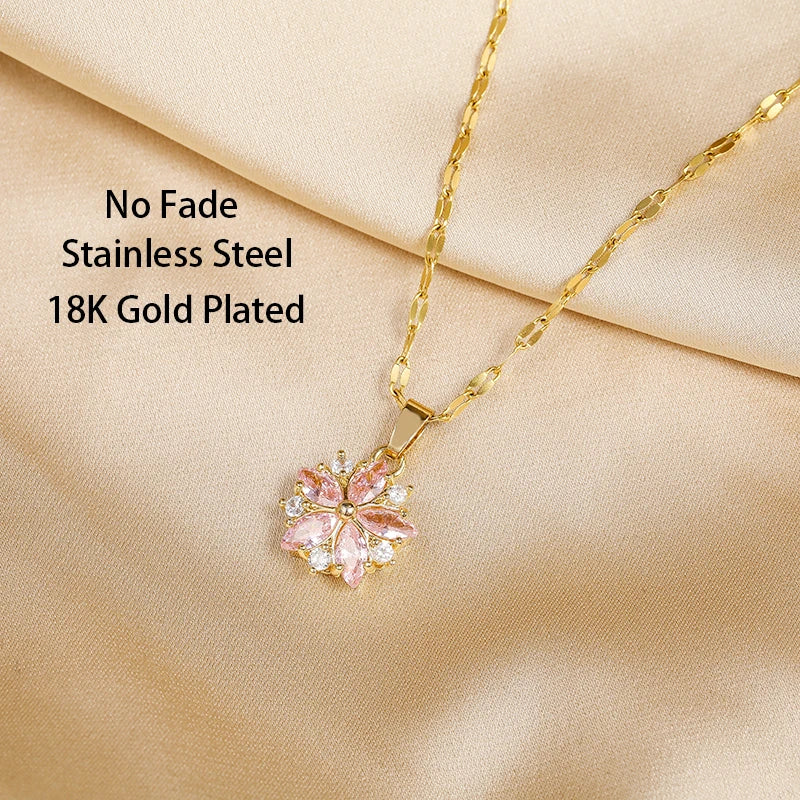 Collier Sakura Rose Romantique i Rostfritt Stål